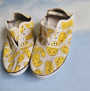 Smiley Face Art Custom Hand Drawn Canvas Shoes Artist Drawn Shoes Smiley Face